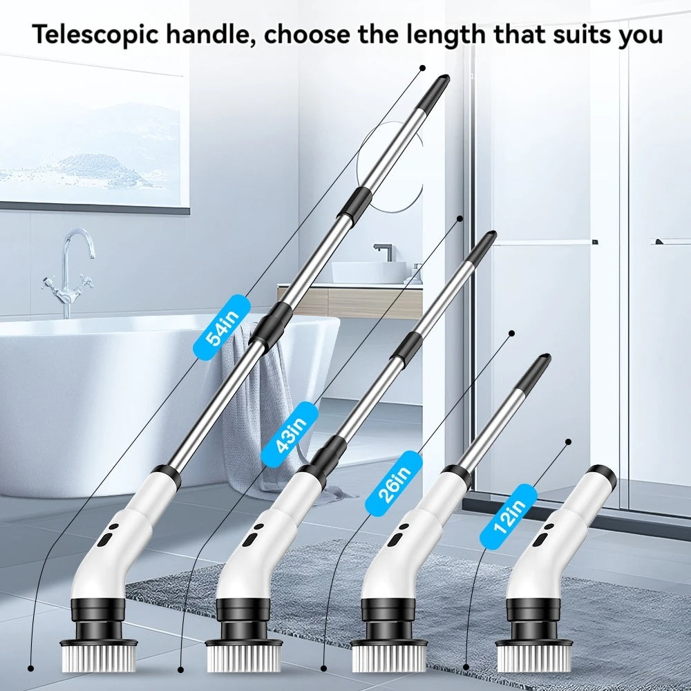 CleanProX: Multi-Head Electric Scrubber – several Brush Attachments, Wireless & Extendable