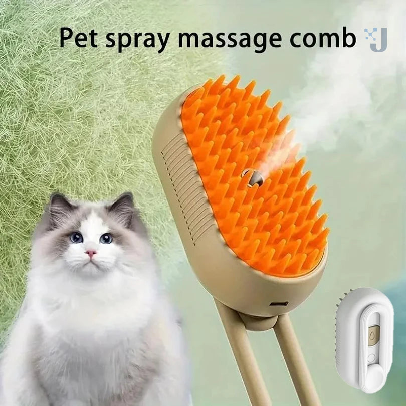 3-in-1 Electric Cat & Dog Steam Brush for Grooming, Hair Removal, and Massage | Pet Hair Comb & Brush for Cats and Dogs