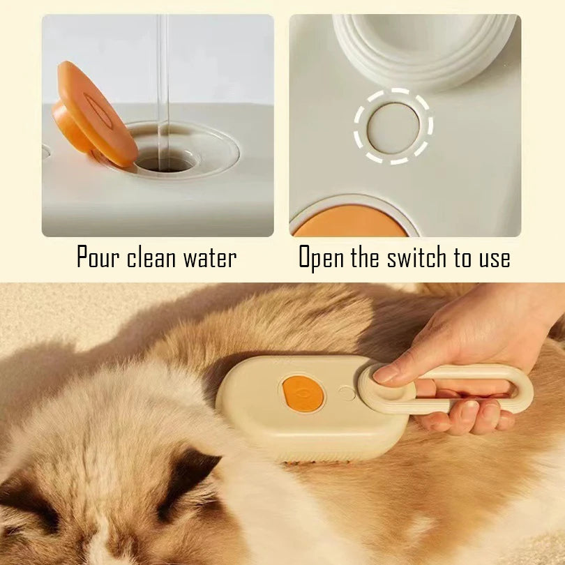 3-in-1 Electric Cat & Dog Steam Brush for Grooming, Hair Removal, and Massage | Pet Hair Comb & Brush for Cats and Dogs