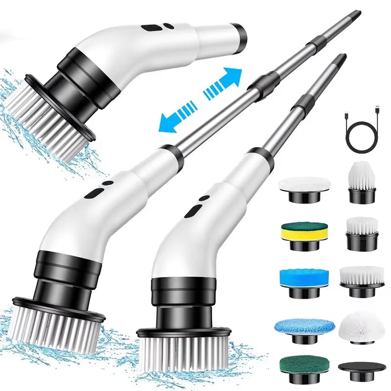 CleanProX: Multi-Head Electric Scrubber – several Brush Attachments, Wireless & Extendable