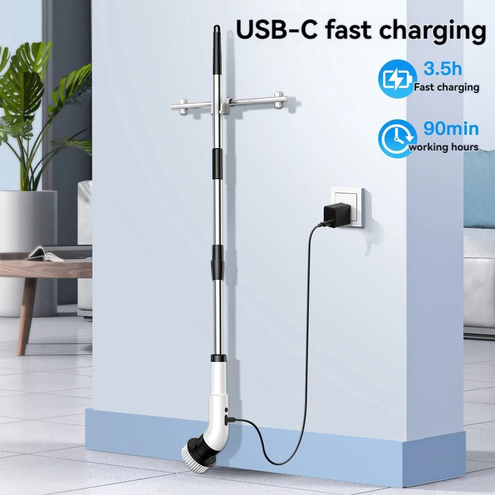 CleanProX: Multi-Head Electric Scrubber – several Brush Attachments, Wireless & Extendable